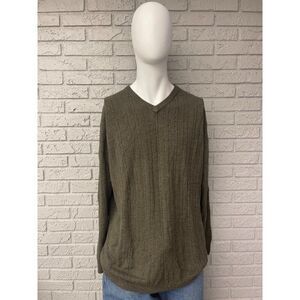 Harbor Bay Men Green Long Sleeve V-Neck Sweater Size 2XLT